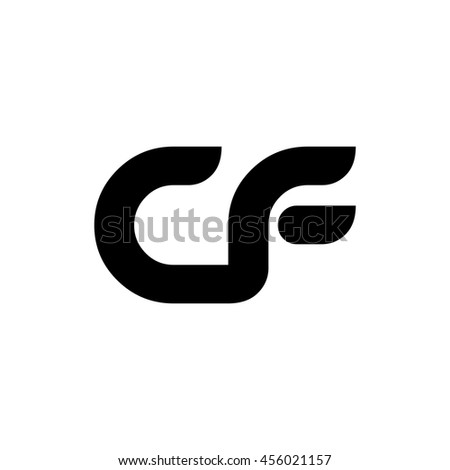 Initial Letter CF Linked Lowercase Logo Black-