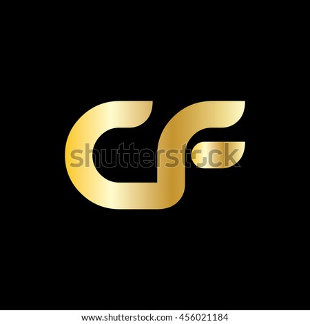 Initial Letter CF Linked Lowercase Logo Gold-符