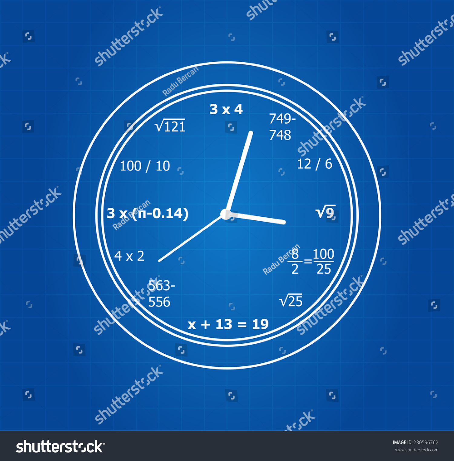 数学公式时钟蓝图-教育,符号\/标志-海洛创意(H
