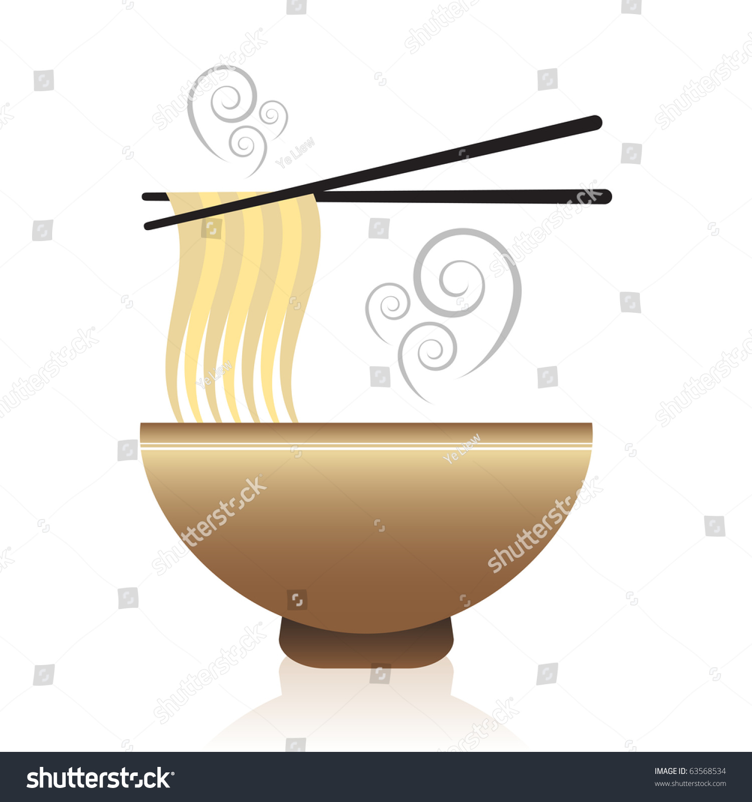 用筷子碗热东方面条汤。-食品及饮料,插图\/剪贴