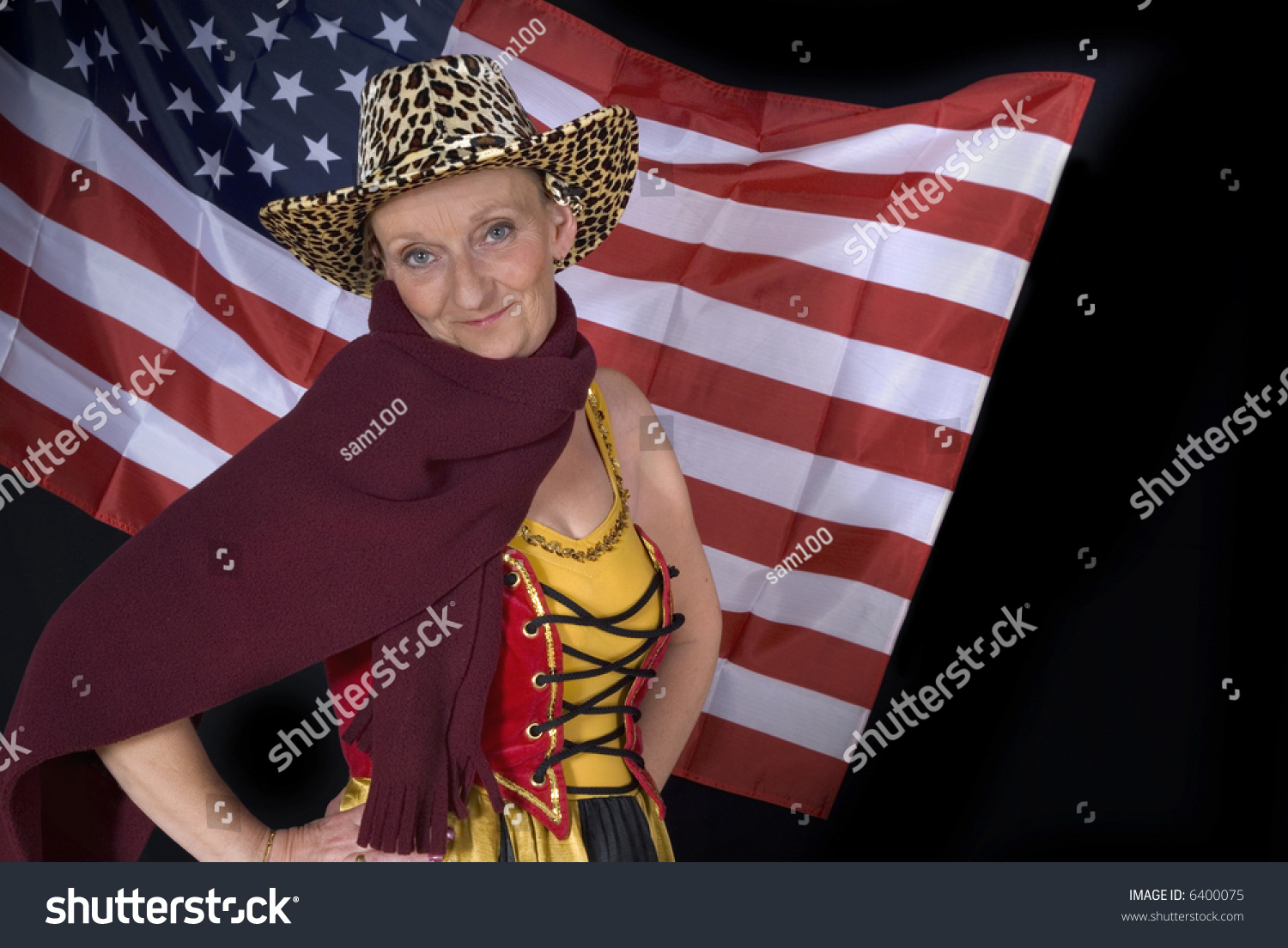 middle aged country and western woman with traditional dress in
