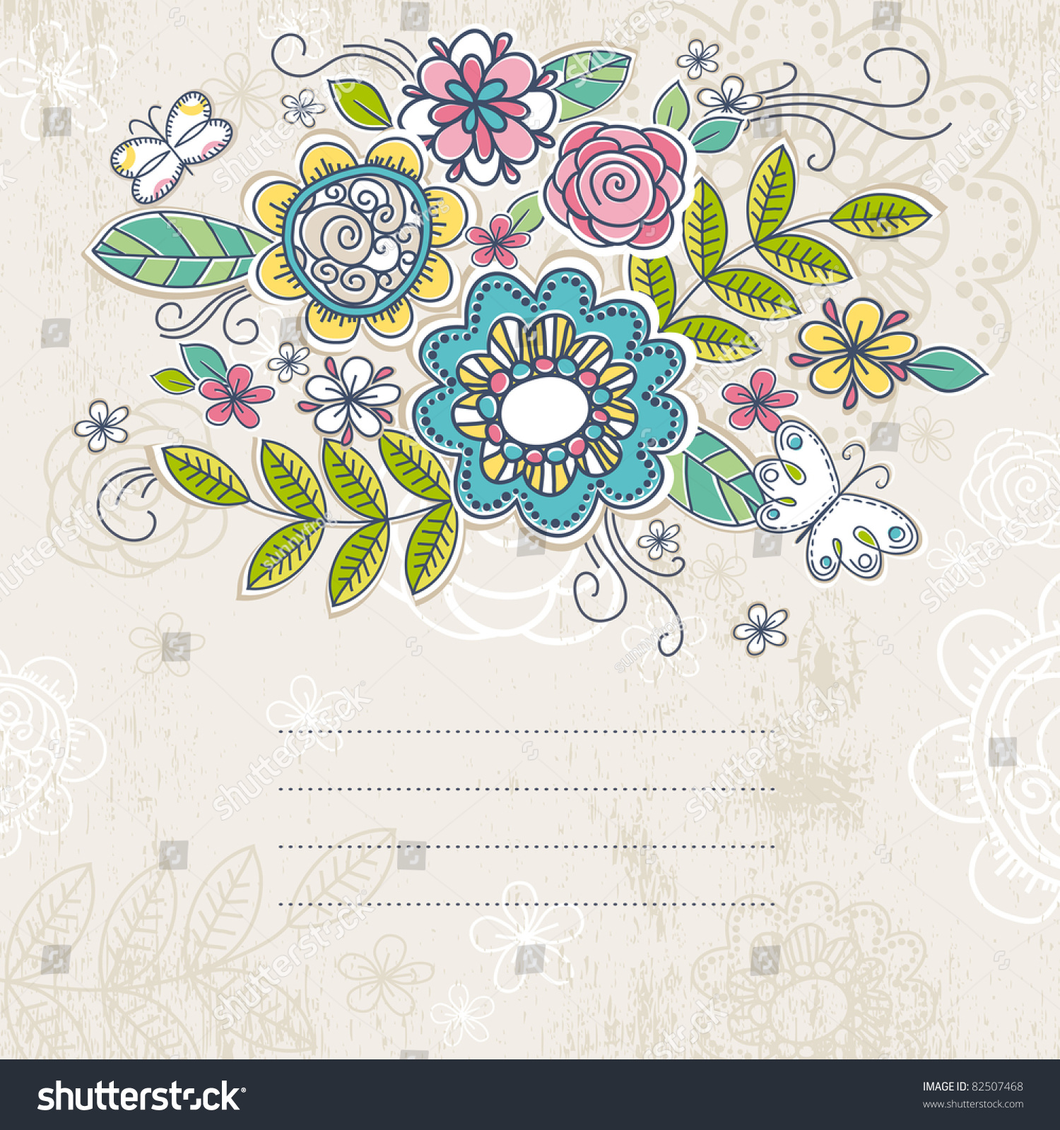 背景的手绘花朵,矢量插图-假期