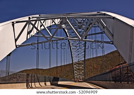 crossing the bridge at lake roosevelt in arizona