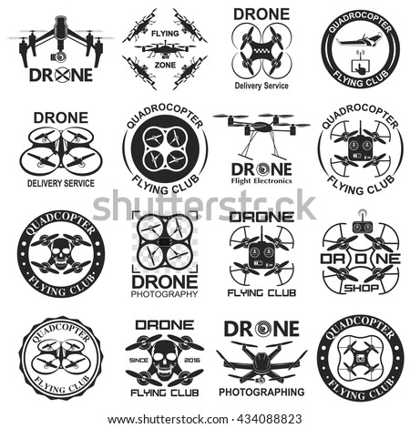 set of aerial drone footage emblems.