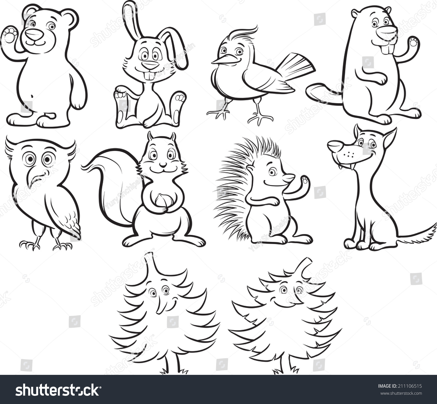 森林里的小动物手绘图片