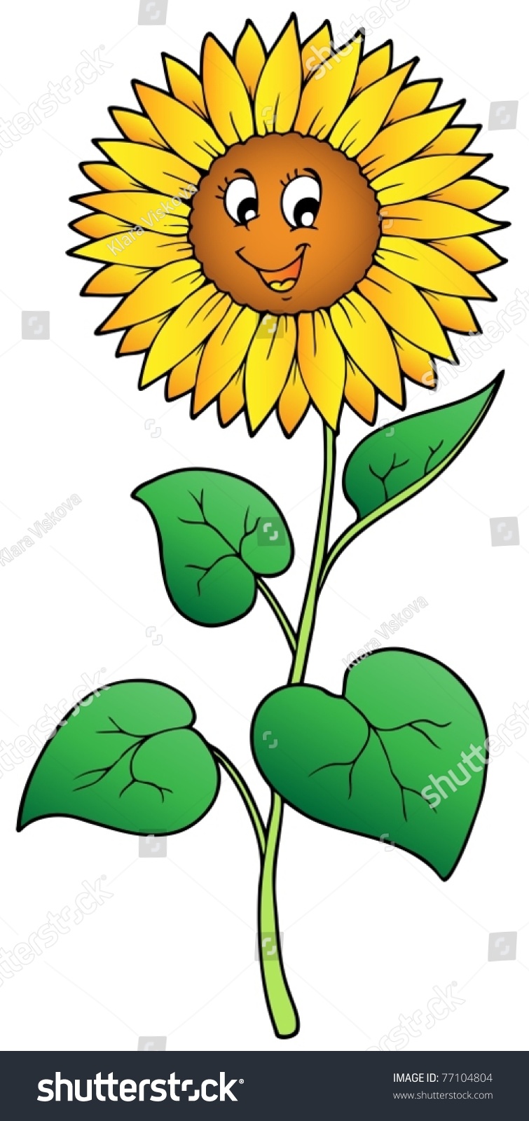 可爱的卡通向日葵——矢量插图.